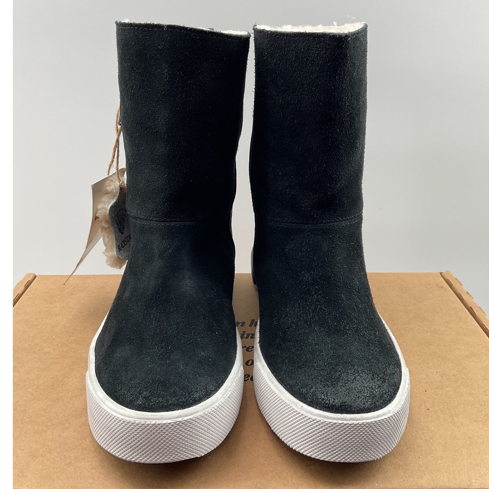 Blackstone Genuine Pebbled Leather Fur Lined Sneaker Boots Black QL60